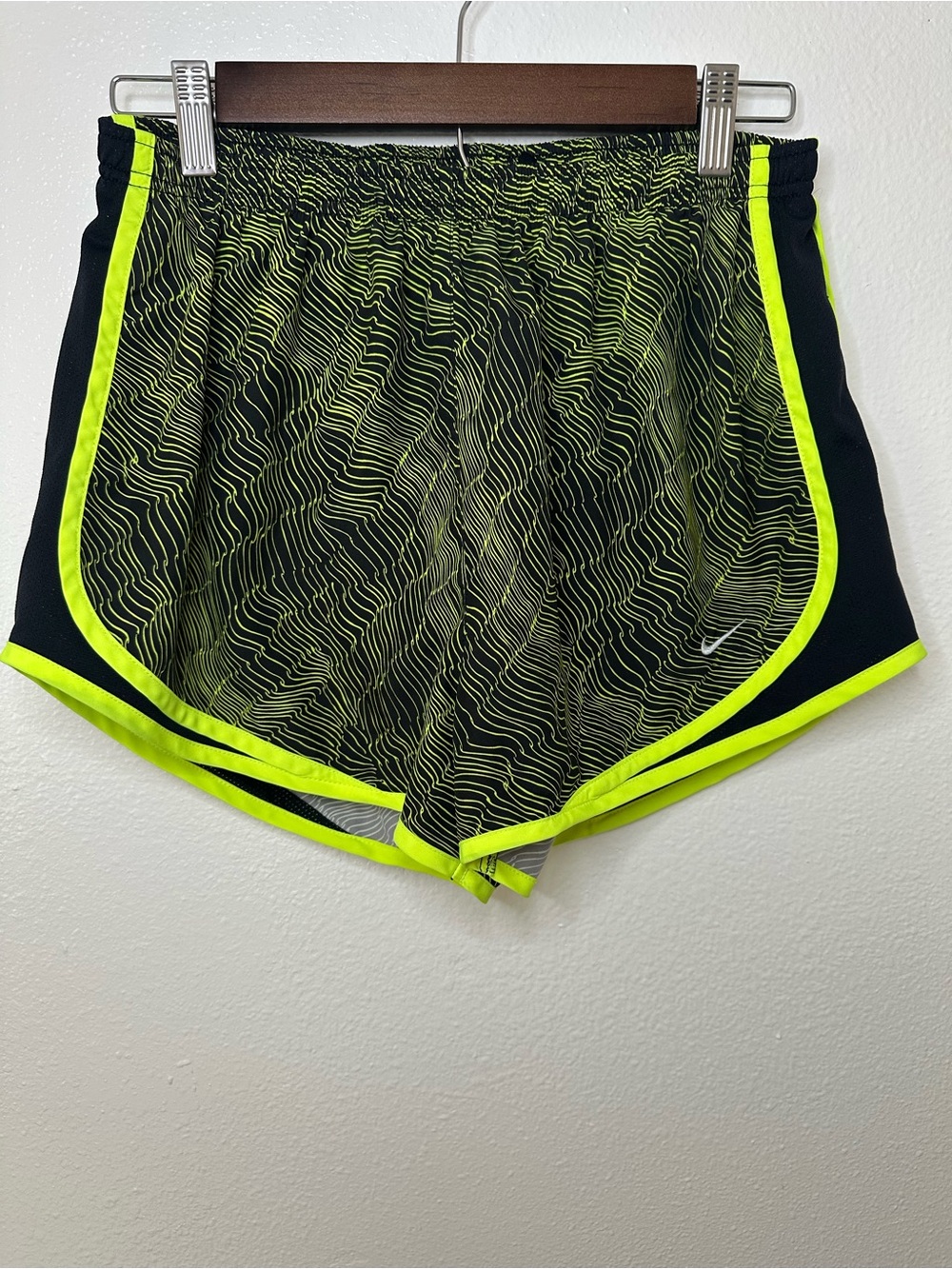 Nike Black Running Shorts with Neon Yellow Accent